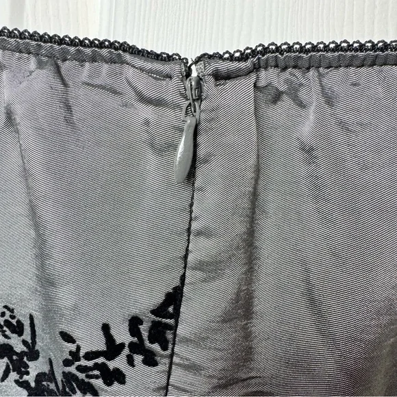 MSK Silver Black Velvet Floral Skirt XL – Holiday Party Dress Midi - Picture 9 of 12